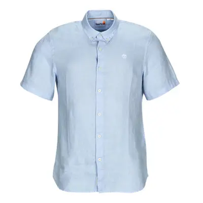 Timberland SS Mill River Linen Shirt Slim men's Short sleeved Shirt in Blue