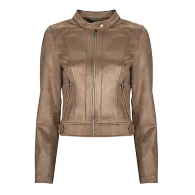 Vero Moda VMJOSE MARI SHORT FAUX SUEDE JACKET BOOS women's Leather jacket in Brown