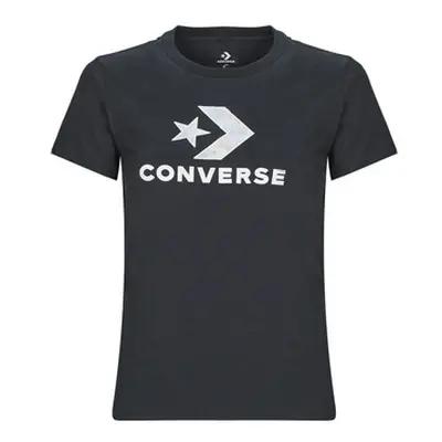 Converse FLORAL STAR CHEVRON women's T shirt in Black