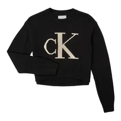 Calvin Klein Jeans MONOGRAM SWEATER girls's Children's Sweatshirt in Black