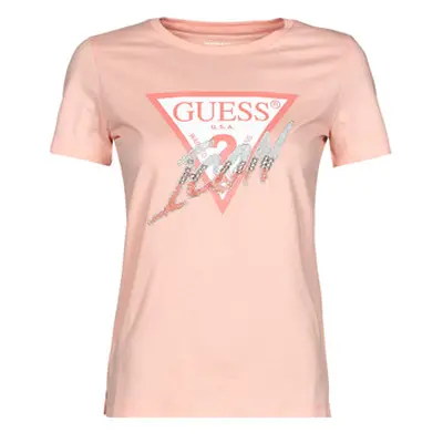 Guess SS CN ICON TEE women's T shirt in Pink