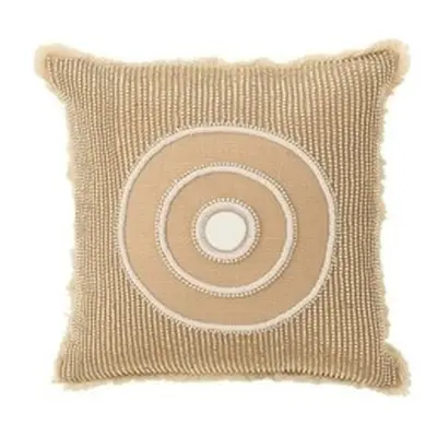 J-line COUSSIN CERCLE IBIZ CO BLA/BEI (49.5x49.5x4cm) 's Pillows in Beige