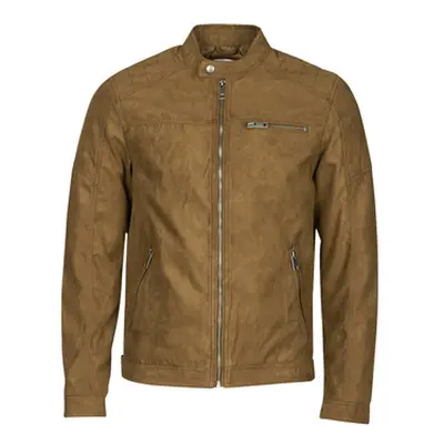 Jack & Jones JJEROCKY men's Leather jacket in Brown