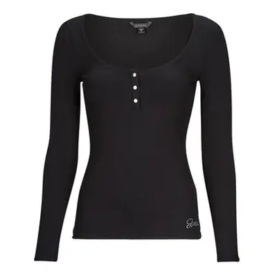 Guess LS KARLEE JEWEL BTN HENLEY women's in Black