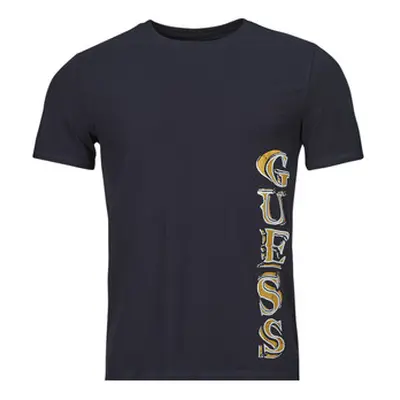 Guess SS CN VERTICAL GUESS TEE men's T shirt in Marine