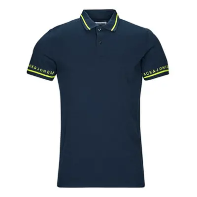 Jack & Jones JJGLOBUS POLO SS men's Polo shirt in Marine