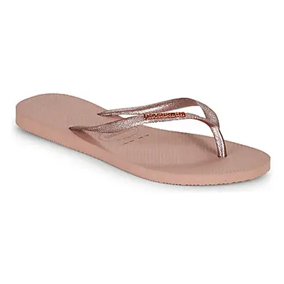 Havaianas SLIM LOGO METALLIC women's Flip flops / Sandals (Shoes) in Pink