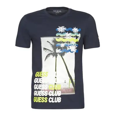 Guess GUESS CLUB CN SS TEE men's T shirt in Blue