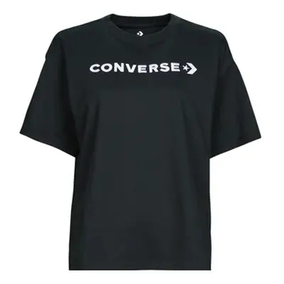 Converse WORDMARK RELAXED TEE women's T shirt in Black