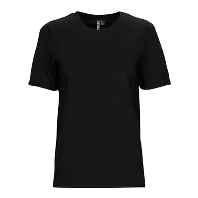 Pieces PCRIA SS FOLD UP SOLID TEE women's T shirt in Black