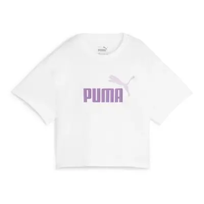 Puma GRILS LOGO CROPPED TEE girls's Children's T shirt in White