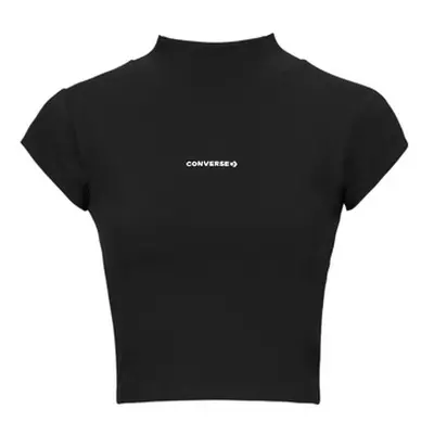 Converse WORDMARK TOP BLACK women's T shirt in Black