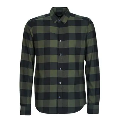 Only & Sons ONSGUDMUND LIFE LS CHECKED SHIRT men's Long sleeved Shirt in Kaki