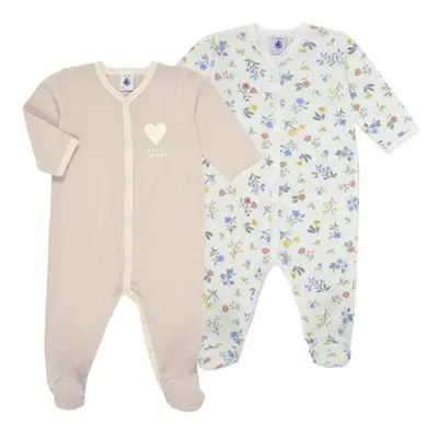 Petit Bateau MAHA X2 girls's Sleepsuits in Pink