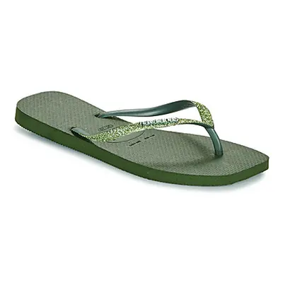 Havaianas SLIM SQUARE GLITTER women's Flip flops / Sandals (Shoes) in Green