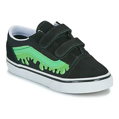 Vans Old Skool V GLOW SLIME BLACK/GREEN boys's Children's Shoes (Trainers) in Black