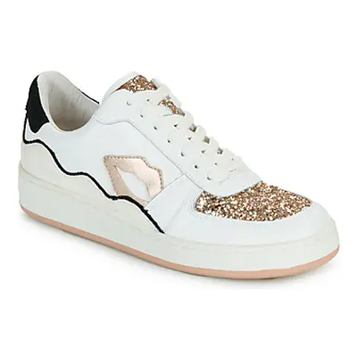 Bons baisers de Paname LOULOU BLANC ROSE GOLD GLITTER women's Shoes (Trainers) in White