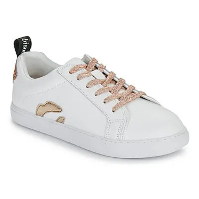 Bons baisers de Paname BETTYS METALIC ROSE GOLD LACE women's Shoes (Trainers) in White