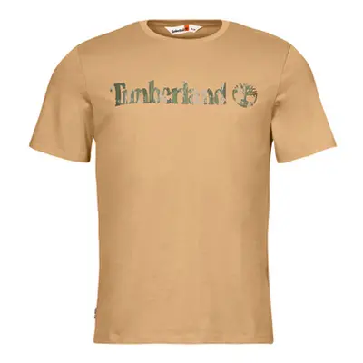 Timberland Camo Linear Logo Short Sleeve Tee men's T shirt in Beige