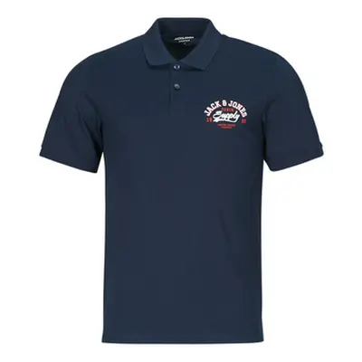 Jack & Jones JJELOGO POLO SS 2 COL SS24 SN men's Polo shirt in Marine