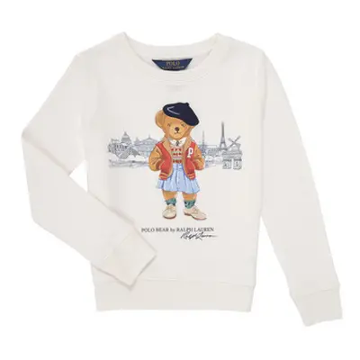 Polo Ralph Lauren BEARCNFLEECE-KNIT SHIRTS-SWEATSHIRT girls's Children's Sweatshirt in White