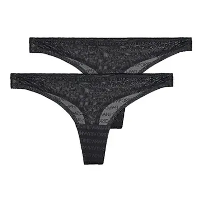 Emporio Armani ALL OVER LOGO MESH X2 women's Knickers/panties in Black