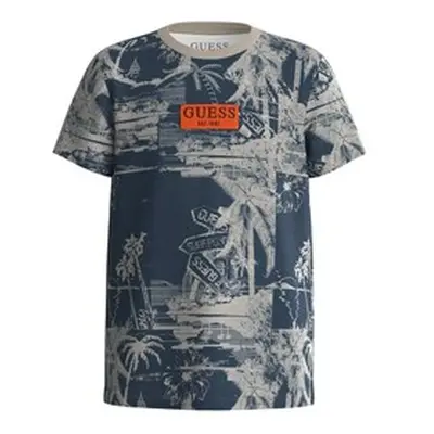 Guess SS T SHIRT boys's Children's T shirt in Blue