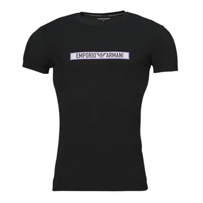 Emporio Armani LOGO LABEL men's T shirt in Black