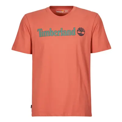 Timberland Linear Logo Short Sleeve Tee men's T shirt in Brown