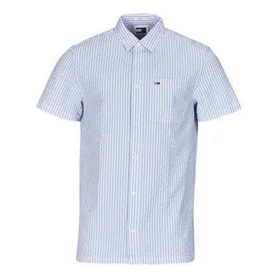 Tommy Jeans TJM REG STRIPE men's Short sleeved Shirt in Blue