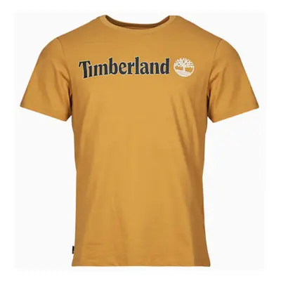 Timberland Linear Logo Short Sleeve Tee men's T shirt in Brown