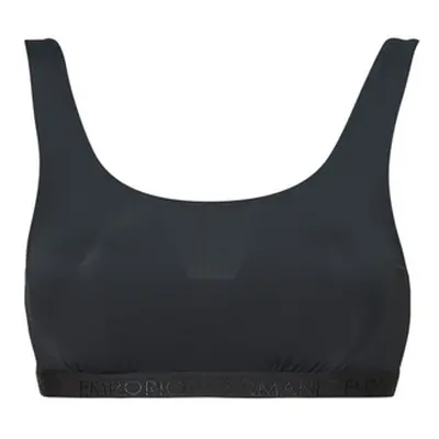 Emporio Armani ALL OVER LOGO MESH BRALETTE women's Sports bras in Black