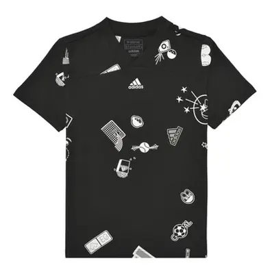 Adidas J BLUV T boys's Children's T shirt in Black