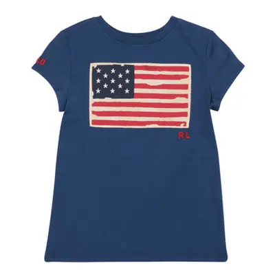 Polo Ralph Lauren SS FLAG TEE-KNIT SHIRTS-T-SHIRT girls's Children's T shirt in Marine