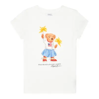 Polo Ralph Lauren SPRKLRBEARTE-KNIT SHIRTS-T-SHIRT girls's Children's T shirt in White