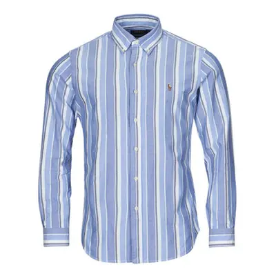 Polo Ralph Lauren CHEMISE COUPE DROITE EN OXFORD men's Long sleeved Shirt in Blue