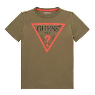 Guess SS T SHIRT CORE boys's Children's T shirt in Kaki