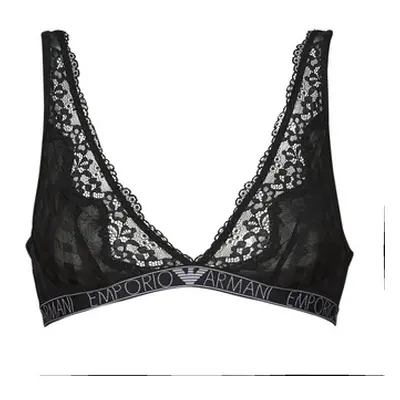 Emporio Armani VICHY MESH LACE women's Triangle bras and Bralettes in Black