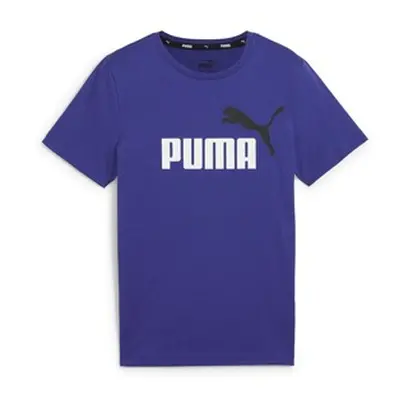 Puma ESS+ 2 COL LOGO TEE boys's Children's T shirt in Marine