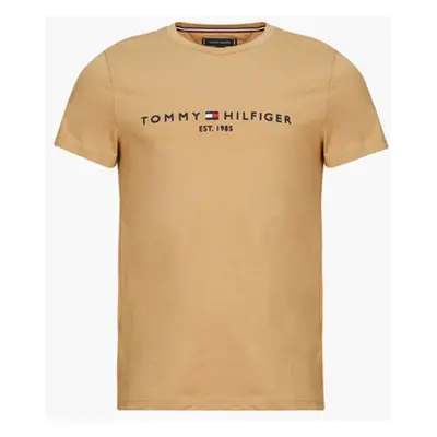 Tommy Hilfiger LOGO TEE men's T shirt in Beige