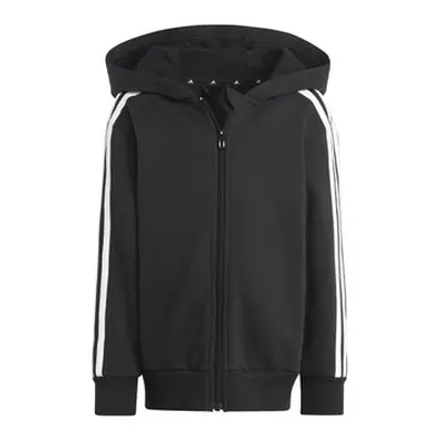 Adidas Essentials 3-Stripes Zip Hooded Jacket boys's Children's Tracksuit jacket in Black