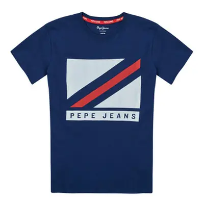 Pepe jeans CARLTON boys's Children's T shirt in Blue