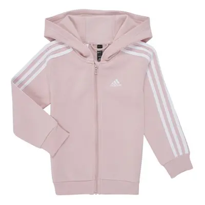 Adidas Essentials 3-Stripes Zip Hooded Jacket girls's Children's Tracksuit jacket in Pink