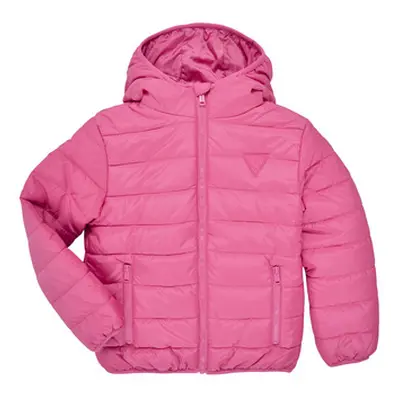 Guess HOODED LS PADDED PUFFER W ZIP girls's Children's Jacket in Pink