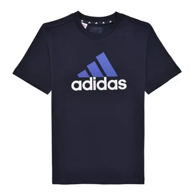 Adidas Essentials Two-Color Big Logo Cotton T-Shirt boys's Children's T shirt in Marine