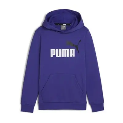 Puma ESS+ 2 COL BIG LOGO HOODIE FL boys's Children's sweatshirt in Purple