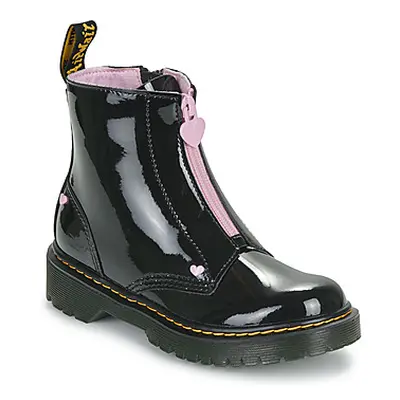 Dr. Martens Bex Heart Zip Boot J Black Patent Lamper girls's Children's Mid Boots in Black