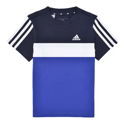 Adidas Tiberio 3-Stripes Colorblock Cotton T-Shirt boys's Children's T shirt in Marine