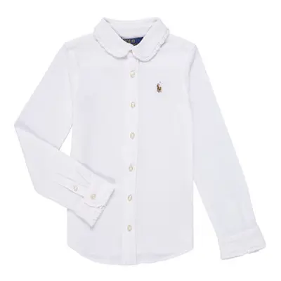 Polo Ralph Lauren KNIT OXFORD-SHIRTS-BUTTON FRONT SHIRT girls's Children's shirt in White