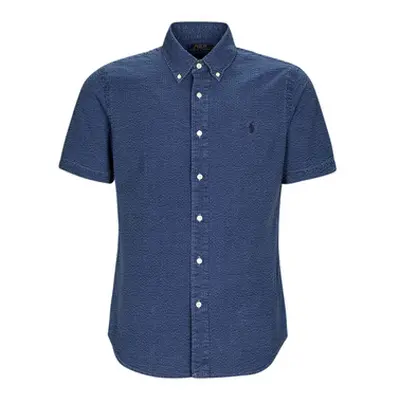 Polo Ralph Lauren CHEMISE COUPE DROITE EN SEERSUCKER men's Short sleeved Shirt in Blue